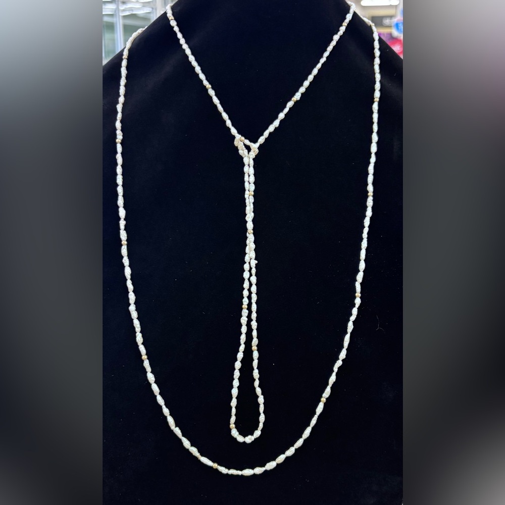 Japanese freshwater pearl necklace with 14 karat gold beads.